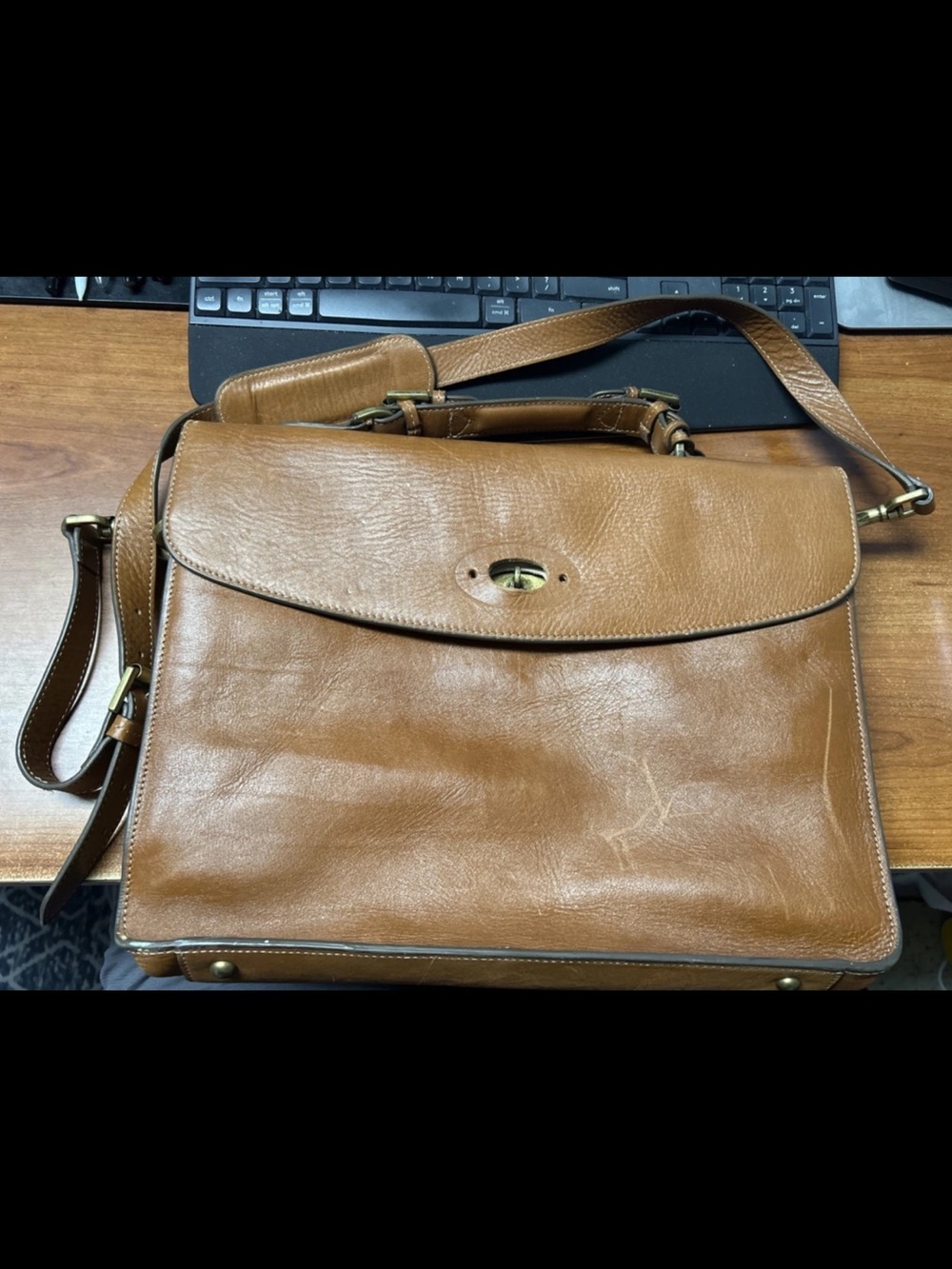 Mulberry Tan Leather Shoulder Messenger Bag